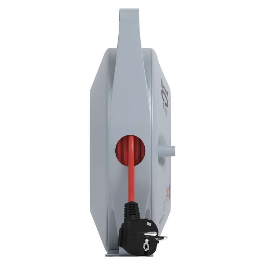 Przedłużacz zwijany 10 m / 4 gniazda / czerwony / PVC / 230 V / 1 mm2