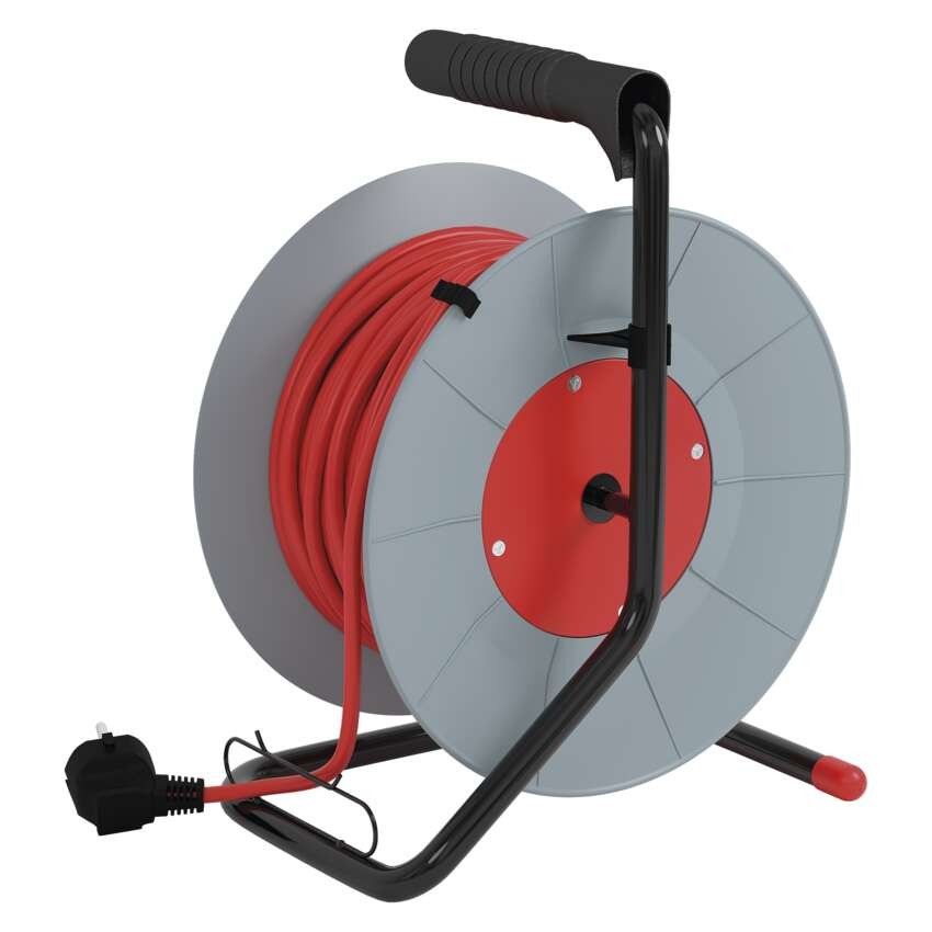 Przedłużacz bębnowy 20 m / 4 gniazda / czerwony / PVC / 230 V / 1 mm2