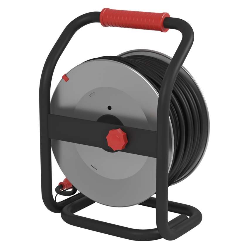 Venkovní prodlužovací kabel na bubnu 40 m / 4 zás. / černý / guma-neopren / 230V / 2,5 mm2