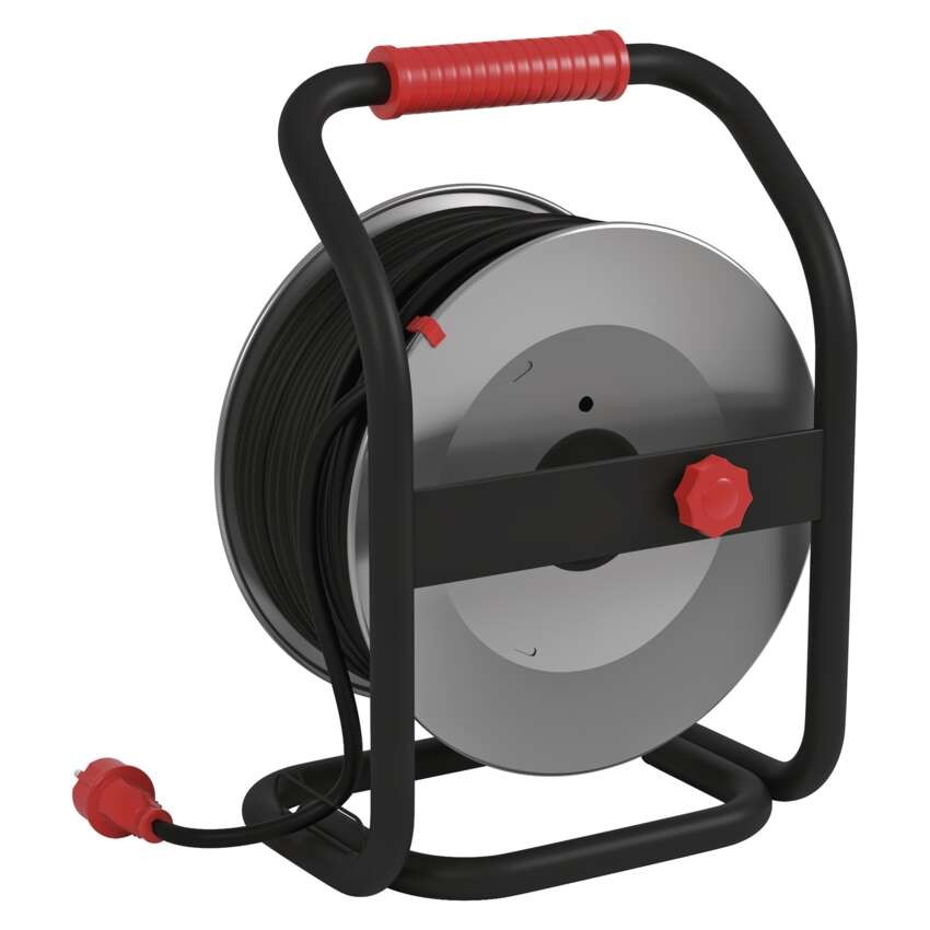 Venkovní prodlužovací kabel na bubnu 40 m / 4 zás. / černý / guma-neopren / 230V / 2,5 mm2