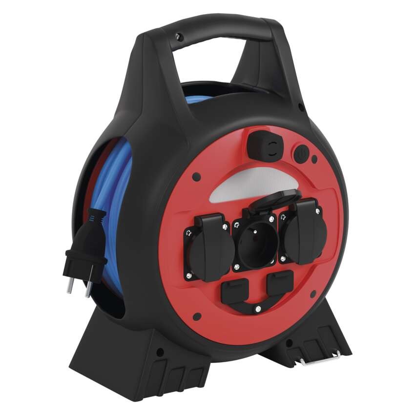 Przedłużacz zwijany mrozoodporny 20 m / 3 gniazda / niebieski / PVC / 230 V / 1,5 mm2