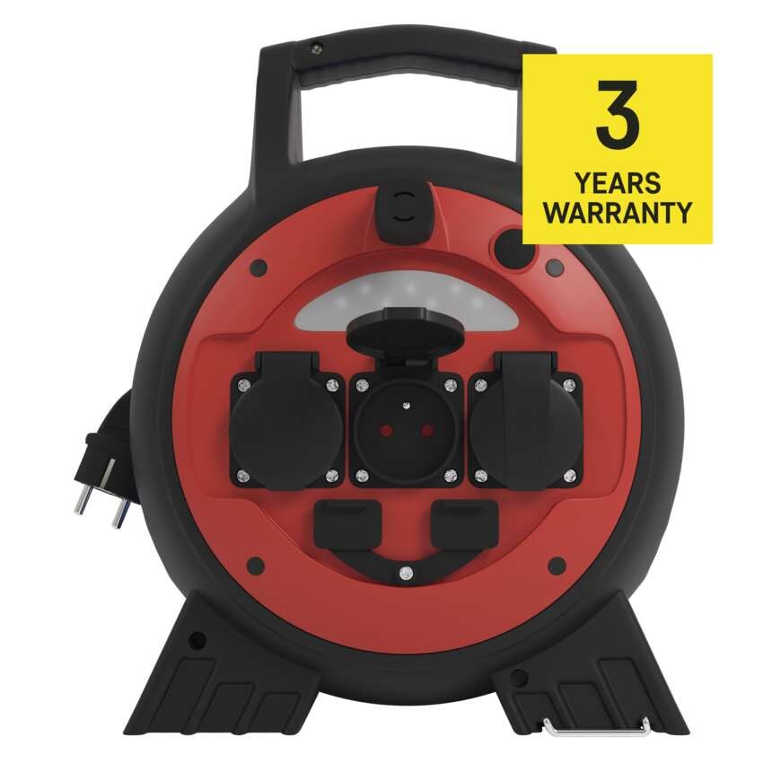 Przedłużacz zwijany mrozoodporny 20 m / 3 gniazda / niebieski / PVC / 230 V / 1,5 mm2