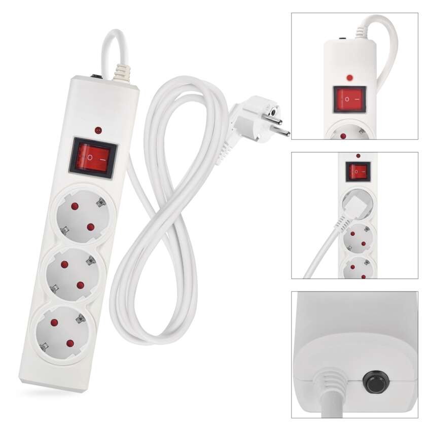EMOS Túlfeszültségvédő 3 aljzat, 1,5 m, fehér