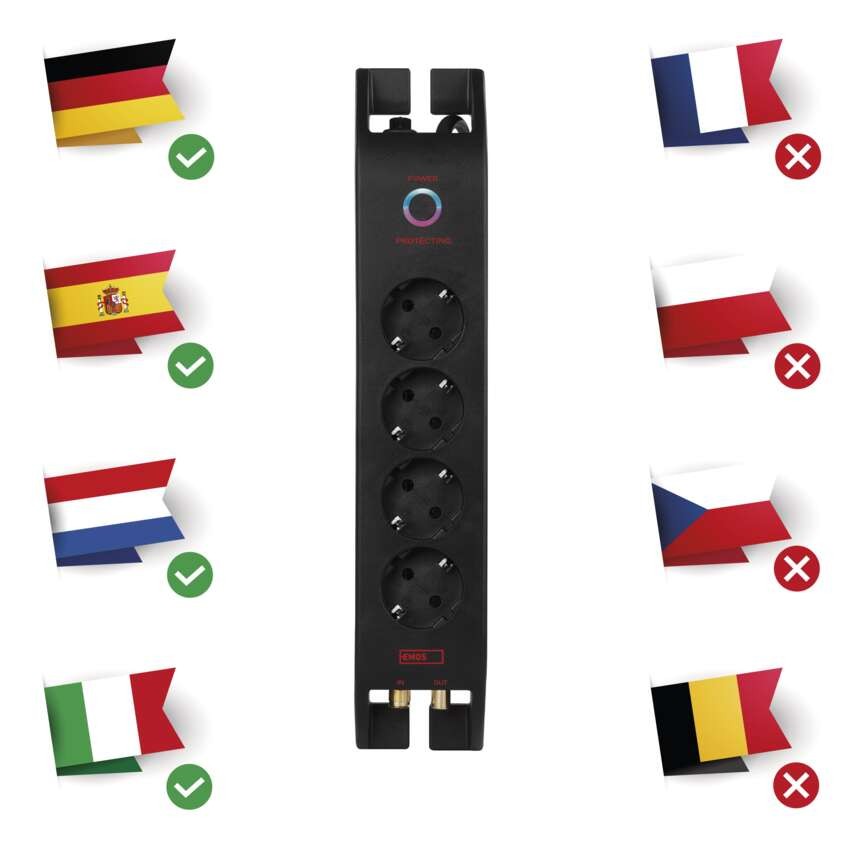 EMOS Túlfeszültség védő 4aljzat 2m 1800J SCHUKO