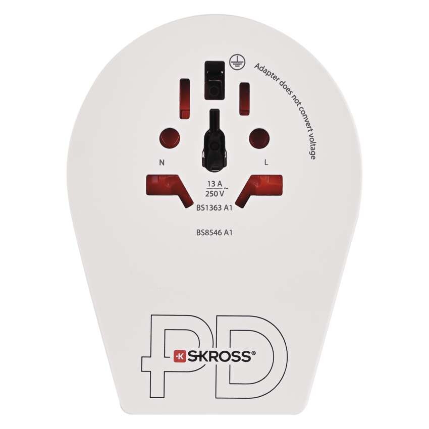 Cestovný univerzálny adaptér pre cudzincov do strednej Európy, 1×USB-C, 1×USB-A