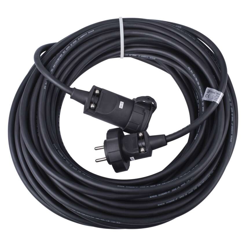 Przedłużacz ogrodowy 20 m / 1 gniazdo / czarny / guma / 230 V / 2,5 mm2