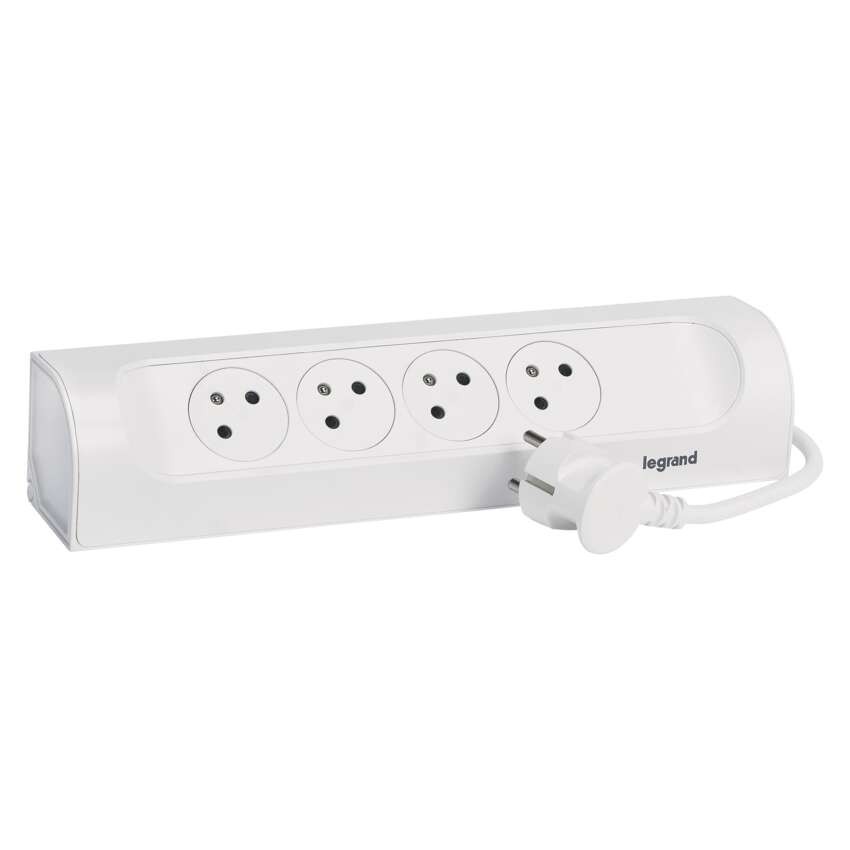 Legrand prodlužovací kabel 1 m / 4 zásuvky / bílá-černá / PVC / 1,5 mm2