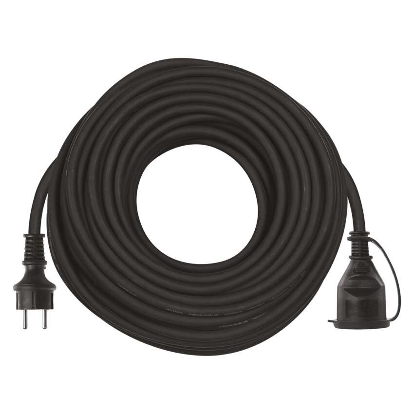 Verlängerungskabel 30 m / 1 Steckdose / schwarz / Gummi-Neopren / 250 V / 1,5 mm2