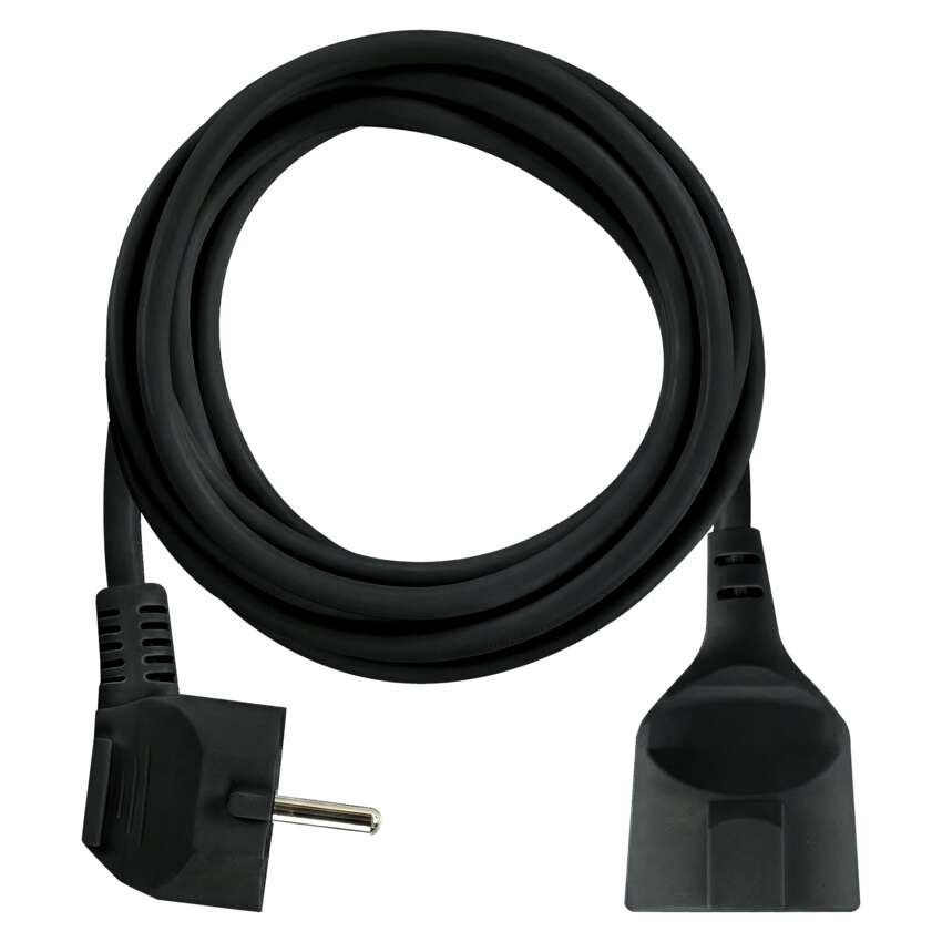 Ilgintuvas 3 m / 1 lizdas / juodas / PVC / 1,5 mm2 