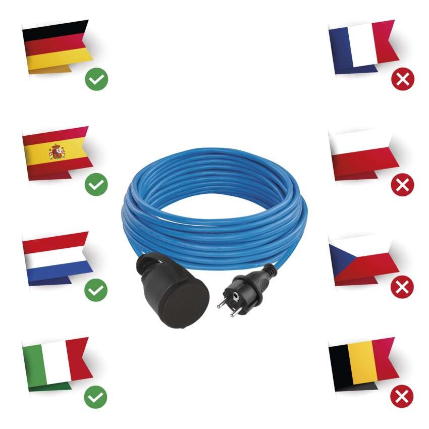 Vremensko odporen podaljševalni kabel 10 m / 1 vtičnica / črna / PVC / 230 V / 1,5 mm2