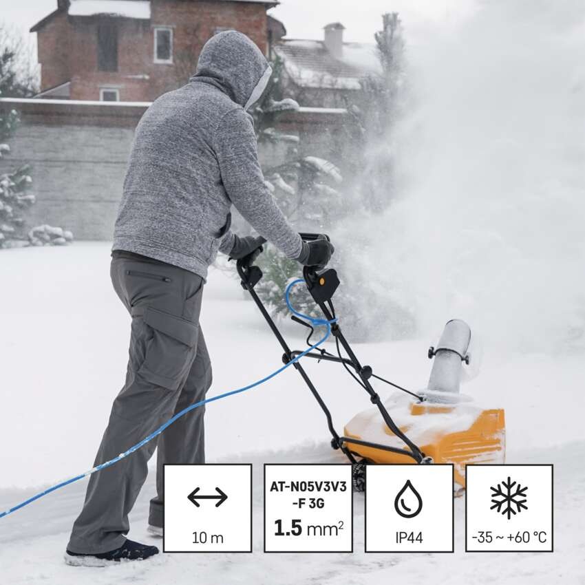 Vremensko odporen podaljševalni kabel 10 m / 1 vtičnica / črna / PVC / 230 V / 1,5 mm2