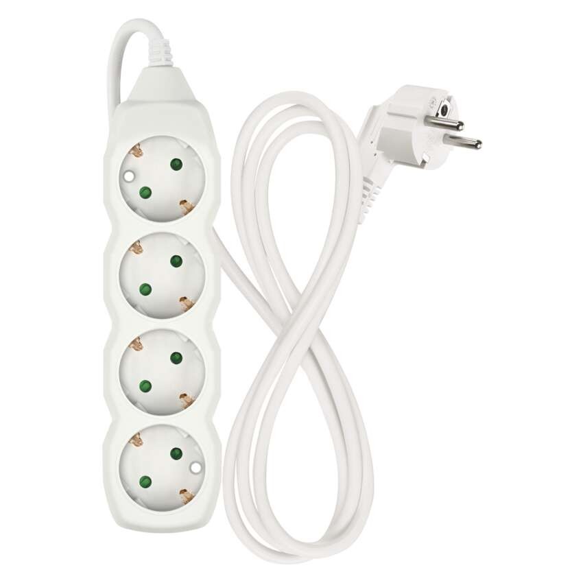 Podaljšek 1,5 m / 4 vtičnice / beli / PVC / 1 mm2