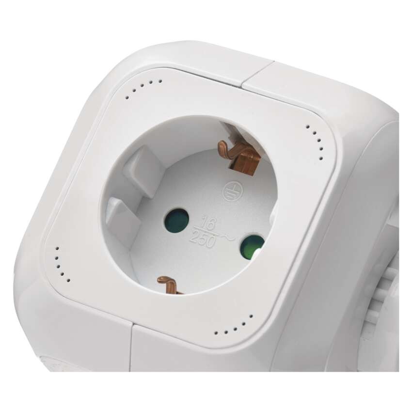 Podaljšek - kocka 1,9 m / 4 vtičnice / beli / PVC / z USB / 1,5 mm2