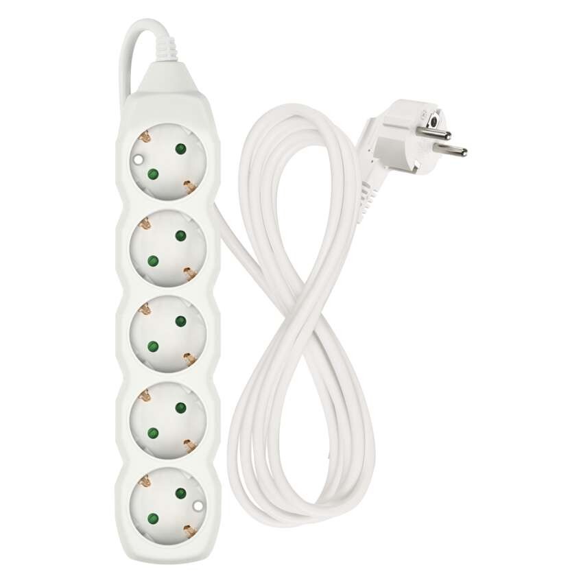 Pikendusjuhe 2 m  /  5 pesa  /  valge  /  PVC  /  1 mm2