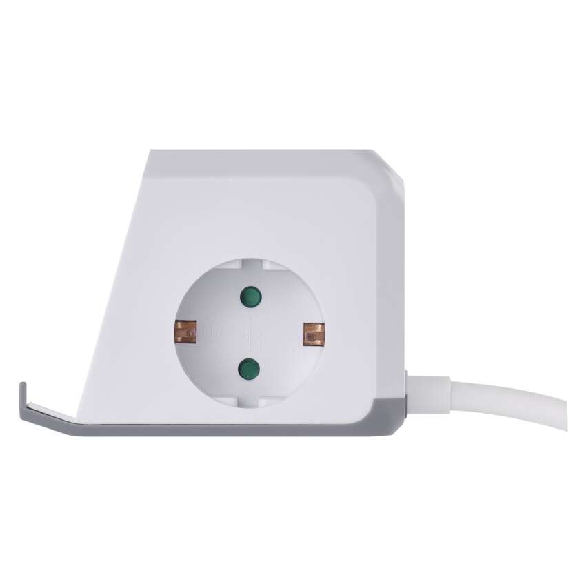 Steckdosenwürfel 2 m / 2 Steckdosen / weiß / 2×USB-A+1×USB-C+Qi / 1,5 mm2