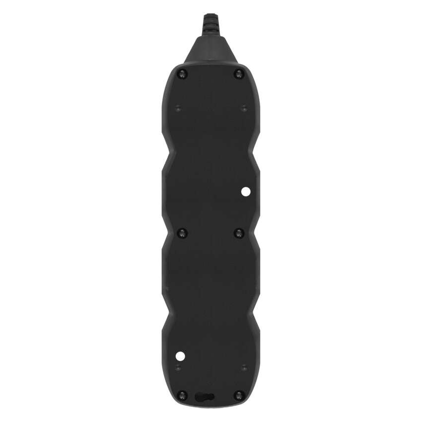 Hosszabbító 1,5 m / 3 aljzat / kapcsolós / fekete / PVC / 1 mm2