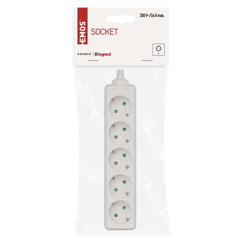 Steckdosenleiste ohne Kabel, 5 Steckdosen SCHUKO