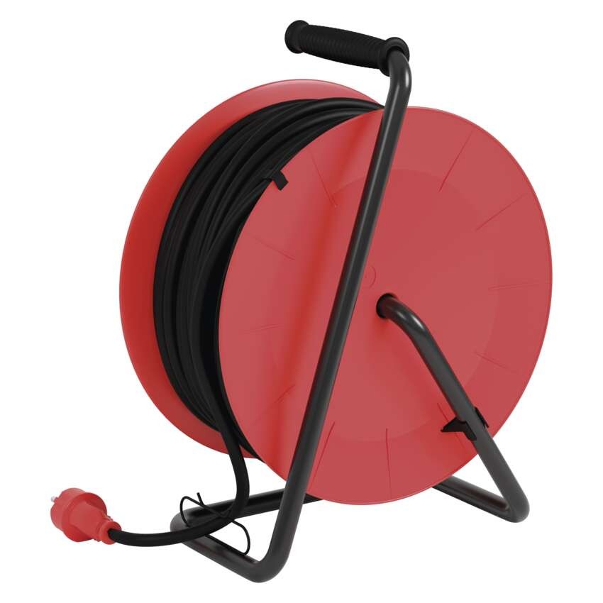 Gummi-Kabeltrommel – 4 Steckdosen, 50m, 1,5mm2 