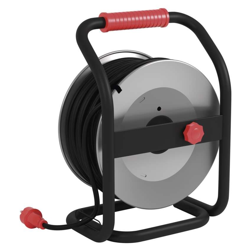 Gummi-Kabeltrommel – 4 Steckdosen, 40m, 2,5mm2  