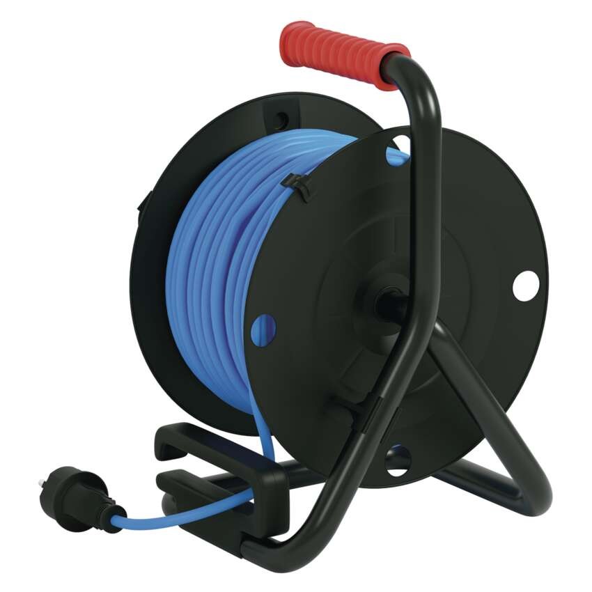 Wetterfeste Kabeltrommel 25 m / 4 Steckdosen / blau / PVC / 230 V / 1,5 mm2