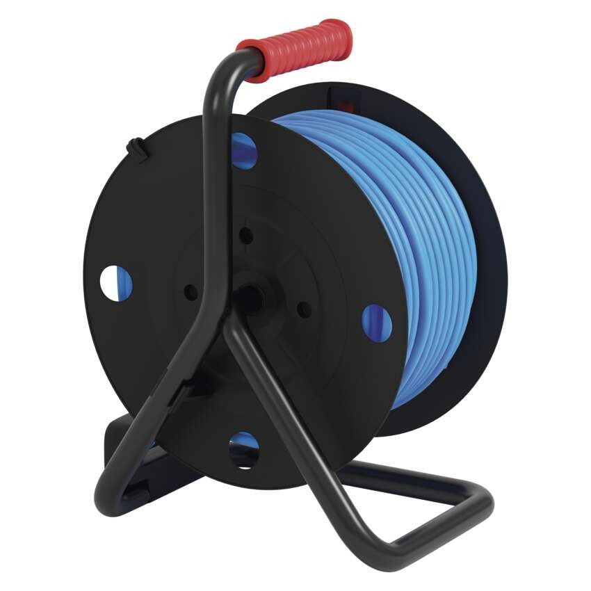 Wetterfeste Kabeltrommel 50 m / 4 Steckdosen / blau / PVC / 230 V / 1,5 mm2