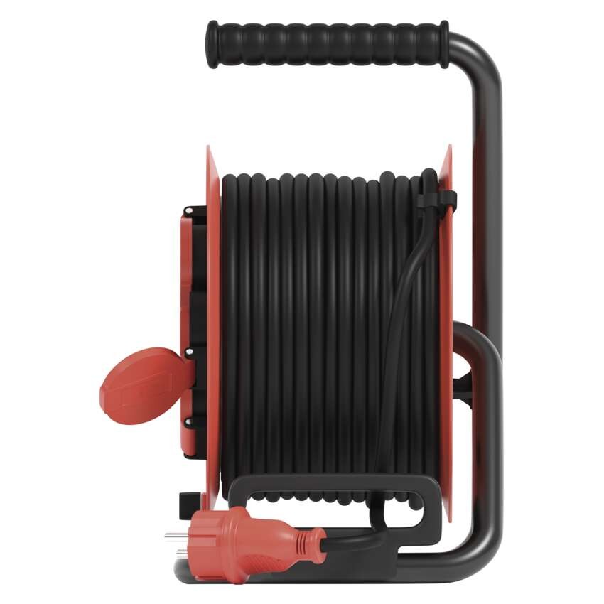 Kültéri kábeldob 25 m / 4 aljzat / fekete / gumi / 230V/400V / 1,0 mm2