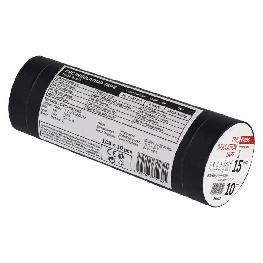 PVC izoliacinė juosta 15 mm / 10 m juoda, 10 vnt.