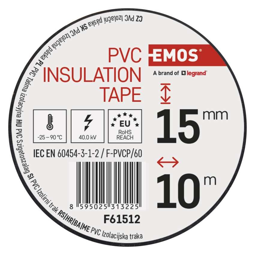 PVC izoliacinė juosta 15 mm / 10 m juoda, 10 vnt.