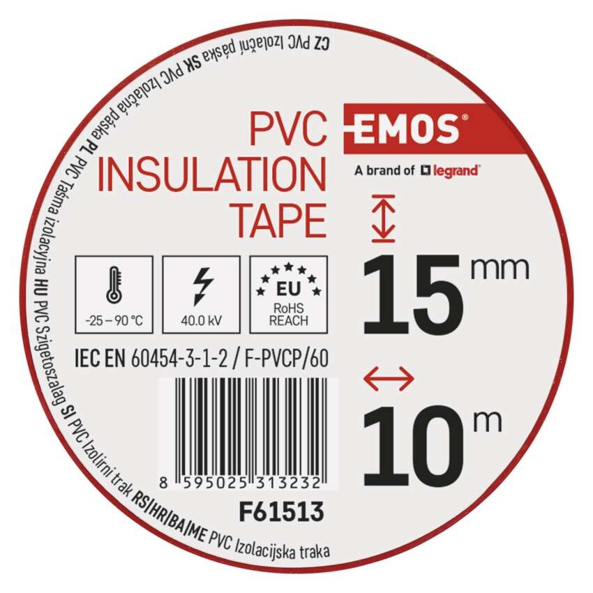 Isolierband PVC 15mm/10m Rot, 10 Stk.