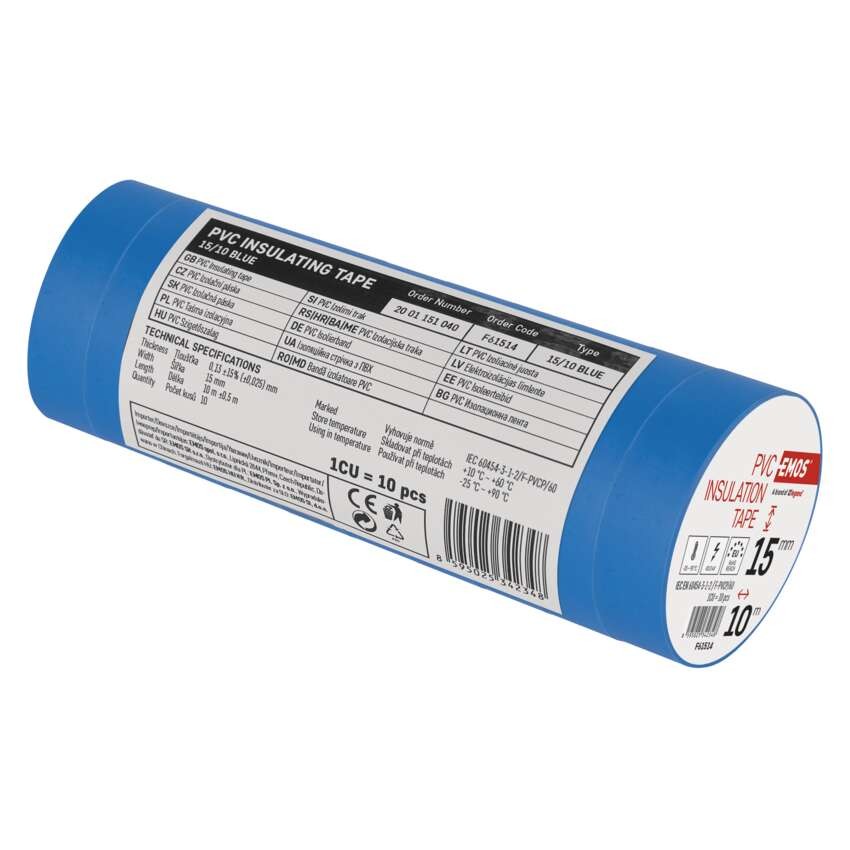 Izolační páska PVC 15mm / 10m modrá, 10 ks