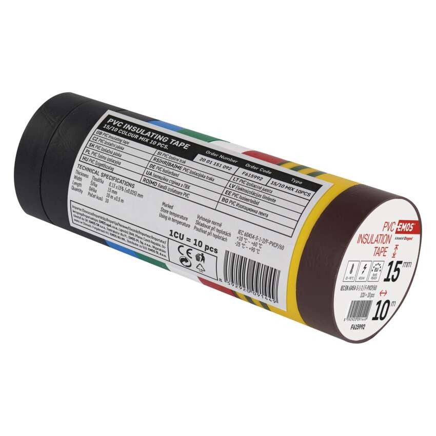 PVC izoliacinė juosta 15 mm / 10 m, spalvų mišinys, 10 vnt.