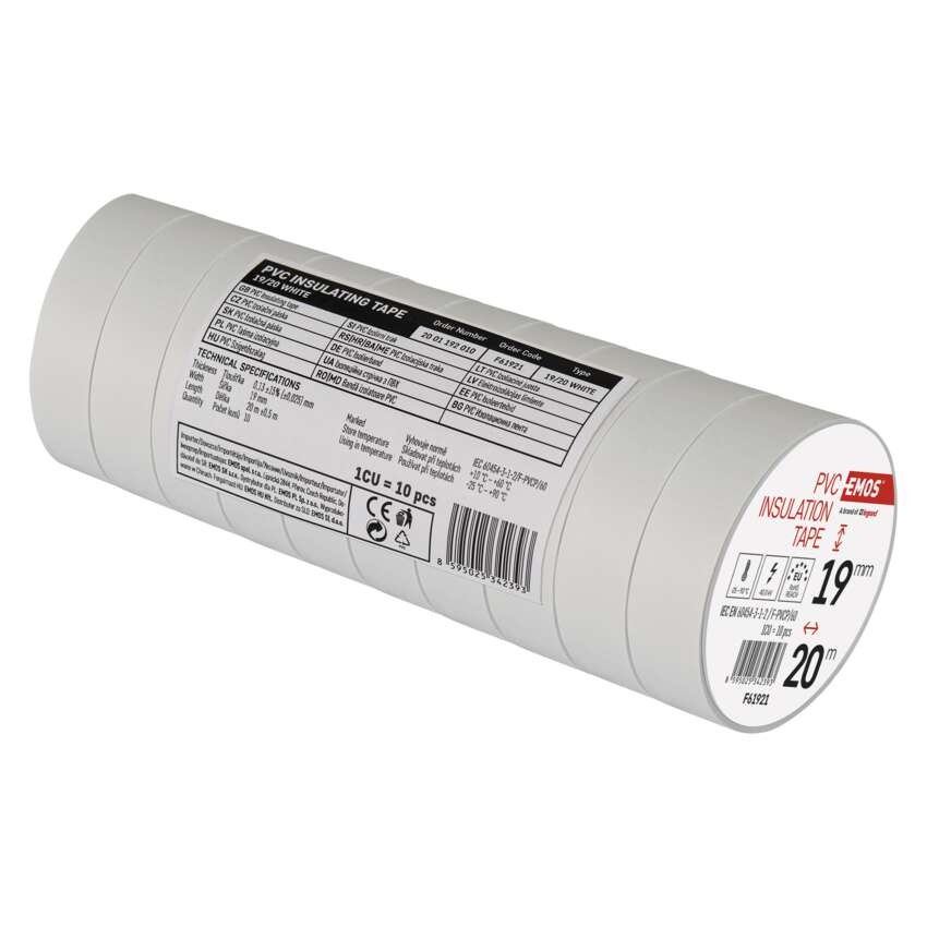 Isolierband PVC 19mm/20m weiß, 10 Stk.