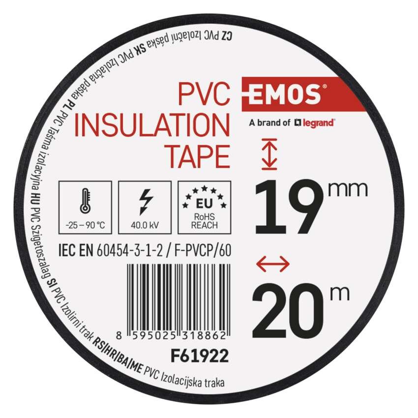 Izolační páska PVC 19mm / 20m černá, 10 ks