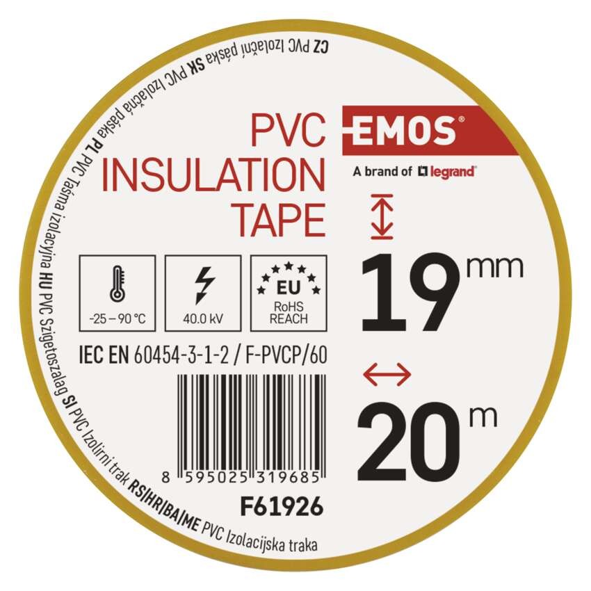 Izolační páska PVC 19mm / 20m žlutá, 10 ks