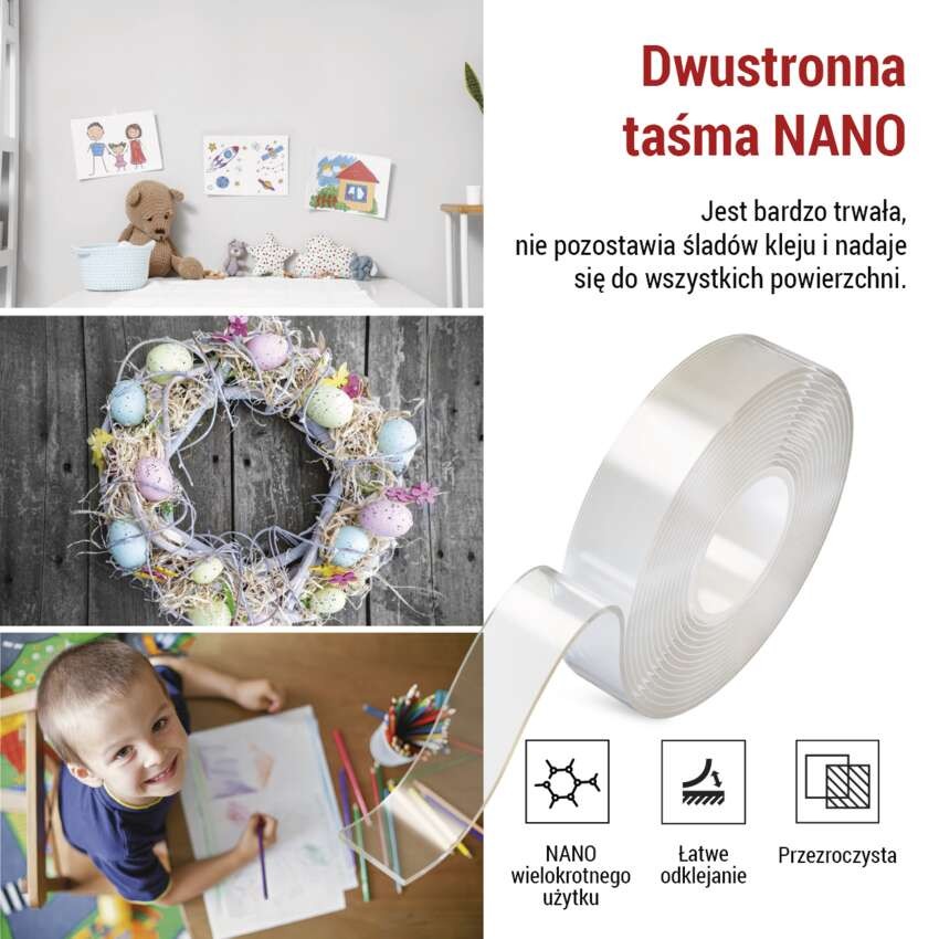  Dwustronna NANO taśma 30 mm / 3 m, przezroczysta