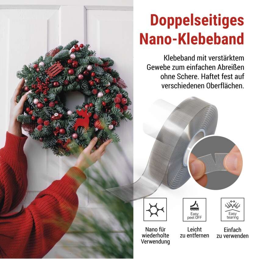  Doppelseitiges NANOGRID Klebeband 19 mm / 3 m, transparent