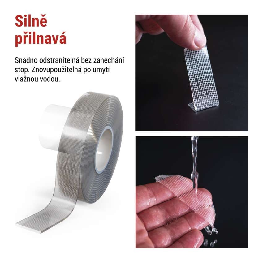 Oboustranná páska NANOGRID 19 mm / 3 m, transparentní