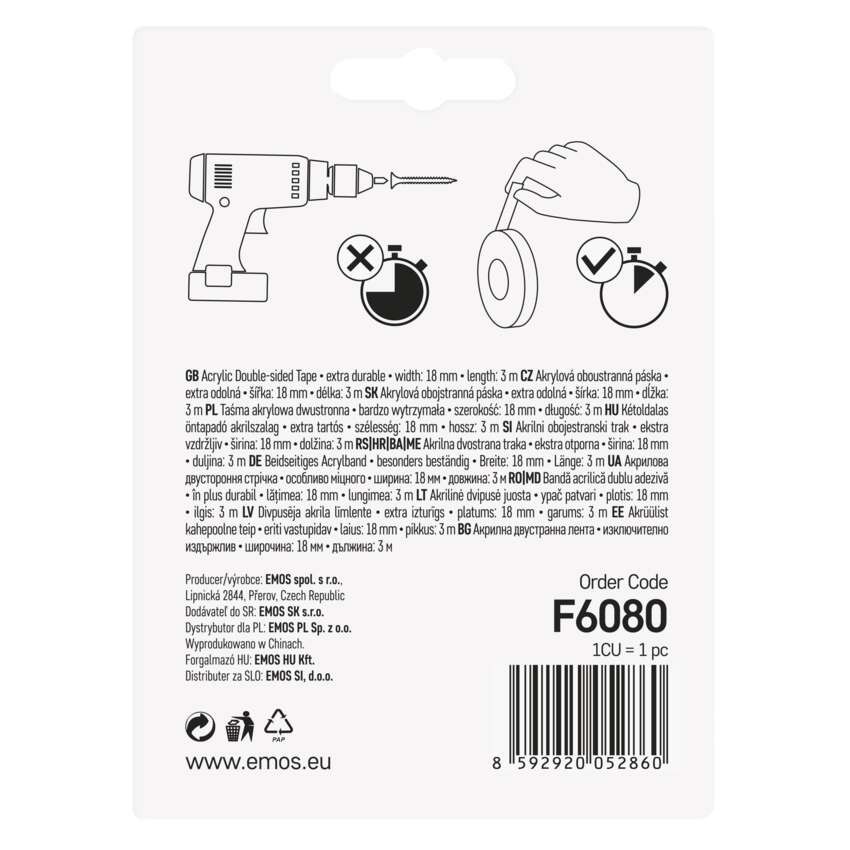 Acrylband 18mm / 3m transparent