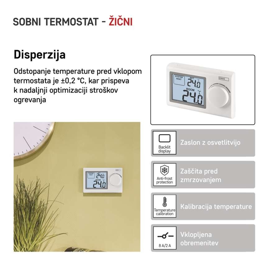 Sobni mehanski žični termostat P5604