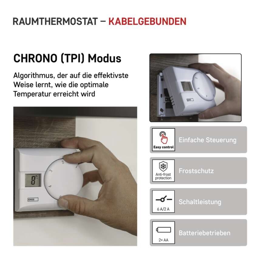 Raumthermostat P5603R, manuell, verkabelt