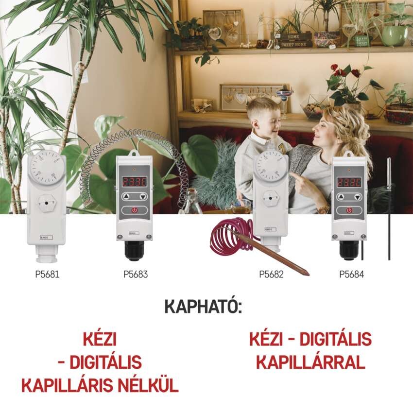 Manuális felületre szerelhető csőtermosztát P5683