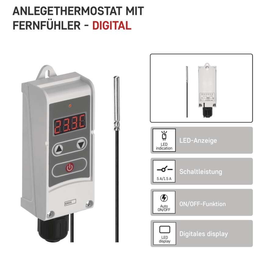 Anlege-Thermostat mit Fernfühler P5684, manuell