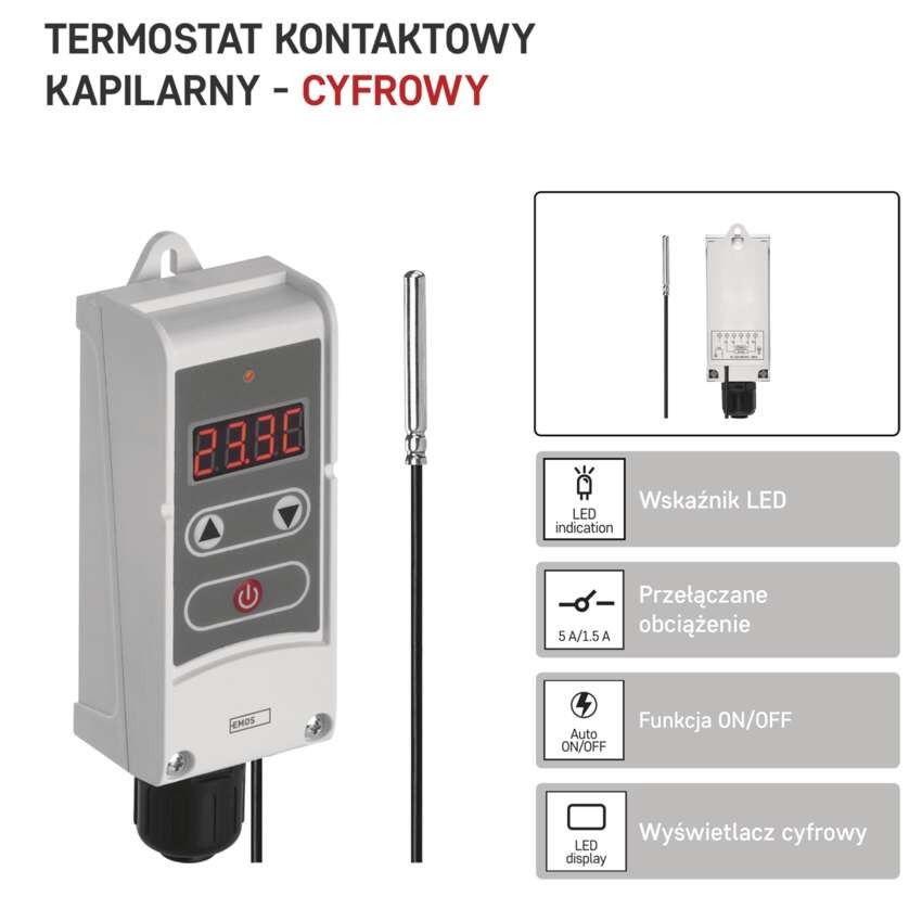 Termostat przylgowy, czujnik, kapilara, P5684