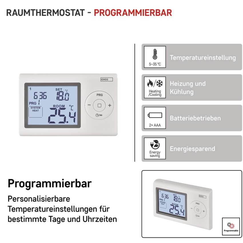 Raumthermostat P5607, programmierbar, verkabelt