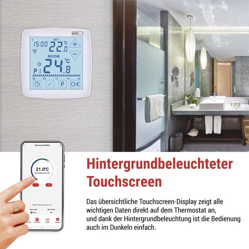 GoSmart Fußbodenheizung-Thermostat P56S01F mit WiFi, programmierbar, verkabelt