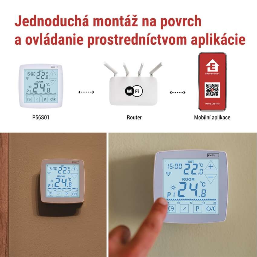 Izbový programovateľný drôtový WiFi GoSmart termostat P56S01