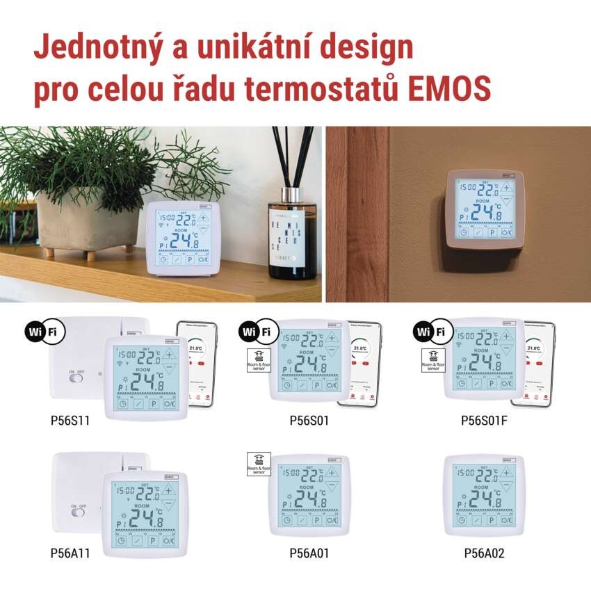 Pokojový programovatelný drátový WiFi GoSmart termostat P56S01