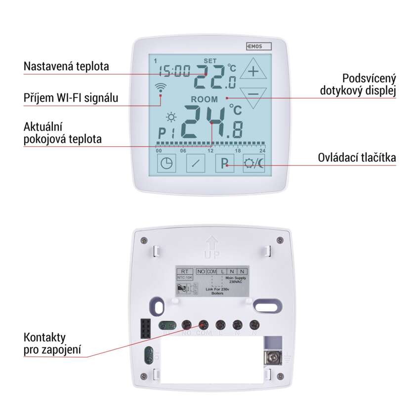 Pokojový programovatelný drátový WiFi GoSmart termostat P56S01