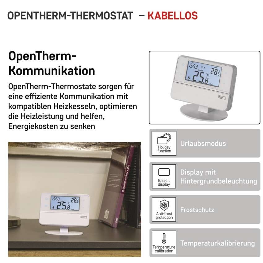OpenTherm Raumthermostat P5616OT, programmierbar, kabellos