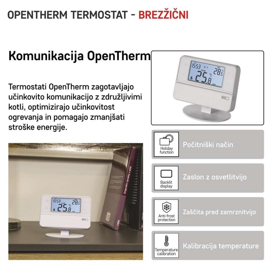 Sobni brezžični OpenTherm termostat P5616OT s programiranjem